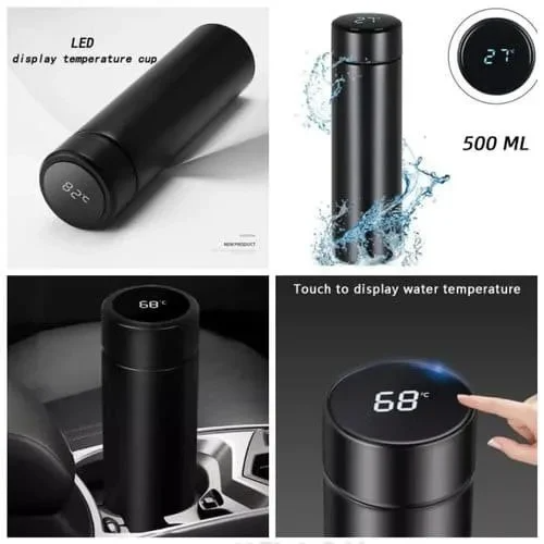 stainless Steel 500ML Smart Thermos Water Bottle Led Digital Temperature Display.